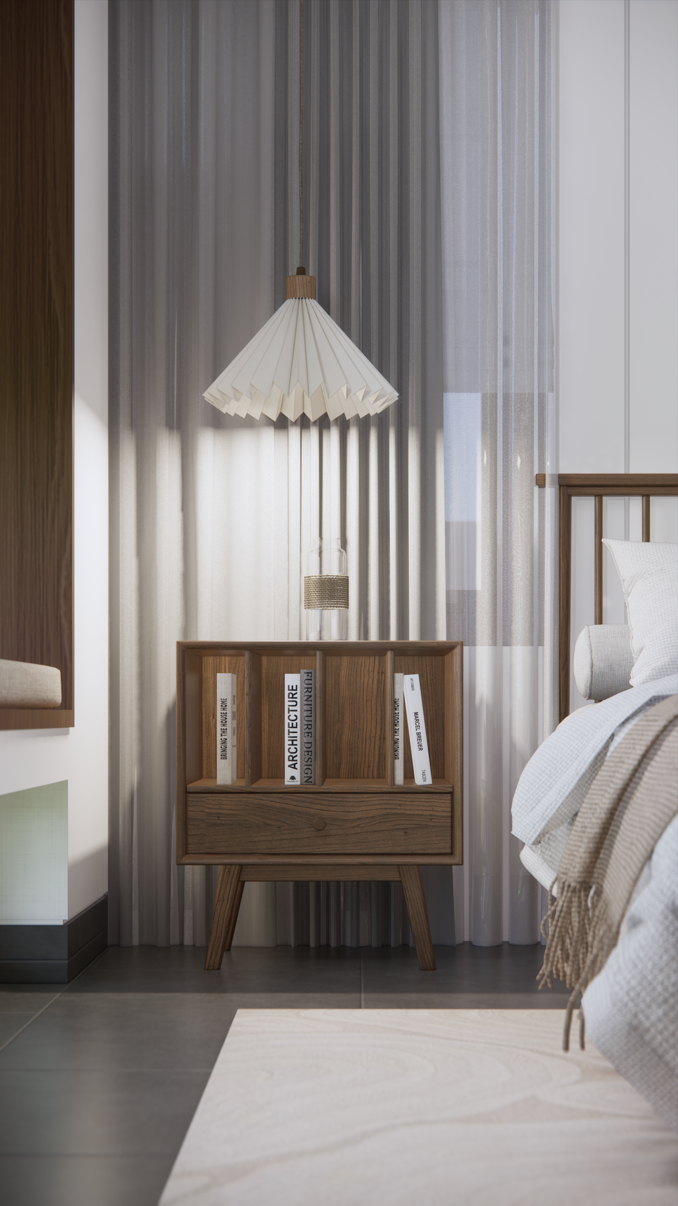 Interior design with wooden elements